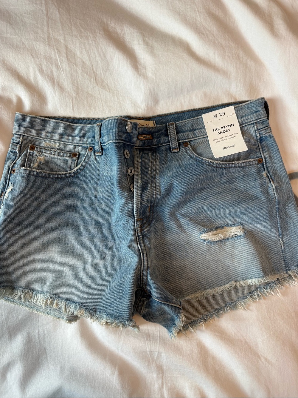 Madewell Light Blue Distressed Denim Shorts